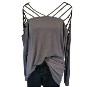 Red By Bke Strappy Shoulder Long Sleeve Top Size L